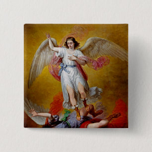 The fall of Lucifer by Antonio Maria Esquivel 15 Cm Square Badge