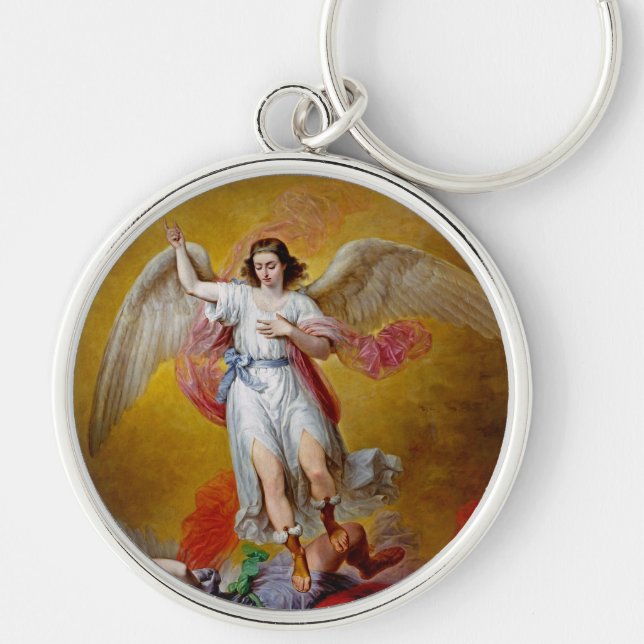 The fall of Lucifer by Antonio Maria Esquivel Key Ring (Front)