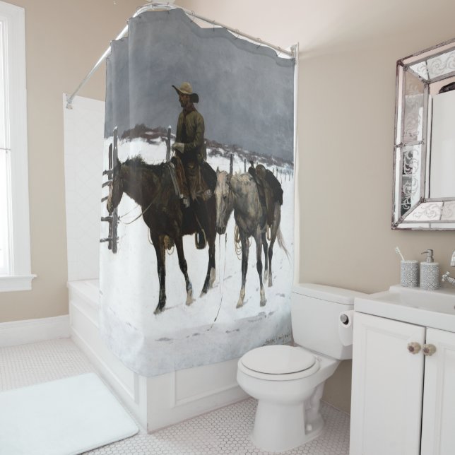 The Fall of the Cowboy 1895 Frederic  Remington Shower Curtain (In Situ)