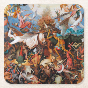 The Fall of the Rebel Angels, Pieter Bruegel Square Paper Coaster