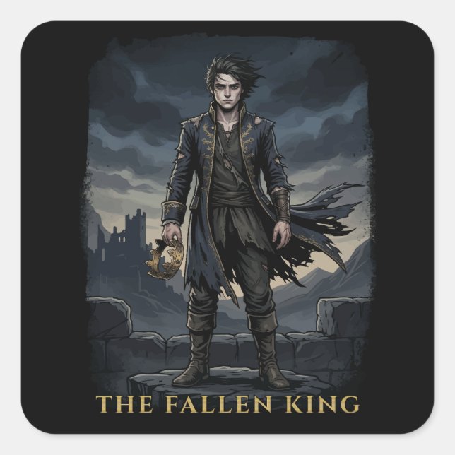 The Fallen King Gothic Dark Fantasy Design Square Sticker (Front)