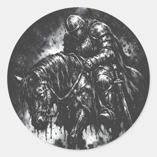 The Fallen Knight by BurnsInHell Classic Round Sticker (Front)