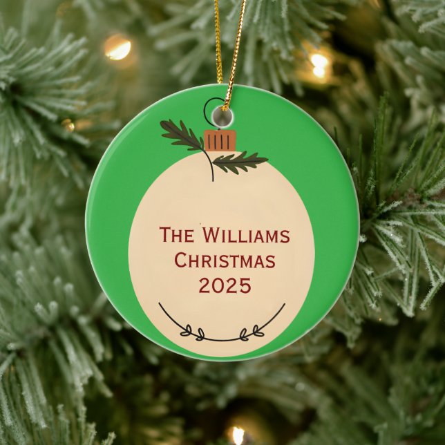 The Family Name Christmas 2025 Elegant Script  Ceramic Tree Decoration (Tree)