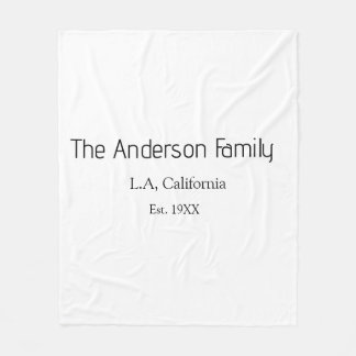 the family name est. year place city reunion summe fleece blanket