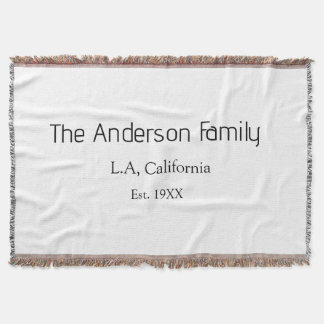 the family name est. year place city reunion summe throw blanket