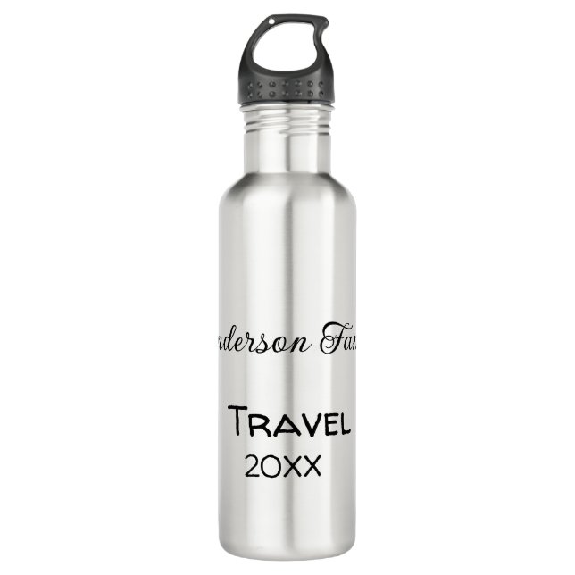 The family name travel vacation adventure add year 710 ml water bottle (Front)