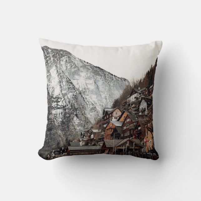 THE FAMOUS HALLSTATT IN AUSTRIA CUSHION (Front)