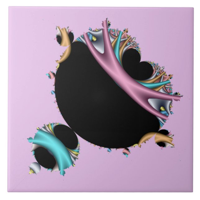 The Famous Mandelbrot Set Fractal Art Tile (Front)