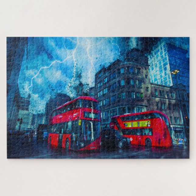 The Famous Red London Buses. Jigsaw Puzzle (Horizontal)