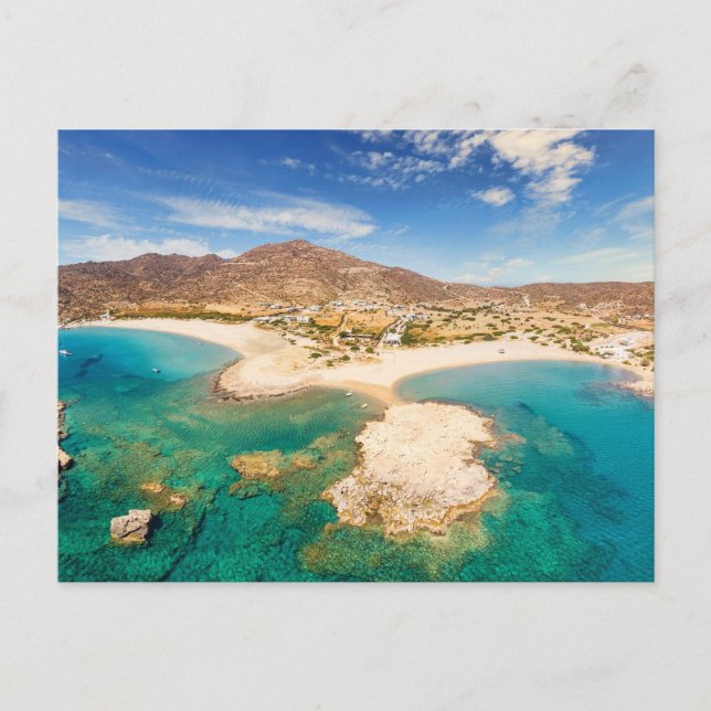 The famous sandy beach Manganari in Ios island Postcard (Front)