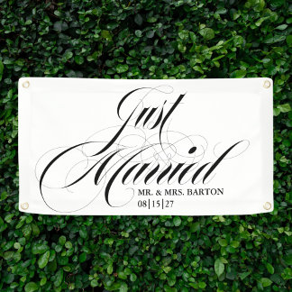 The Fanciest in Town Just Married Car Banner