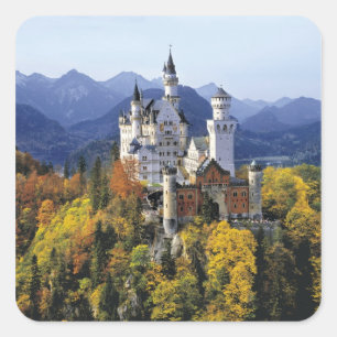 The fanciful Neuschwanstein is one of three Square Sticker