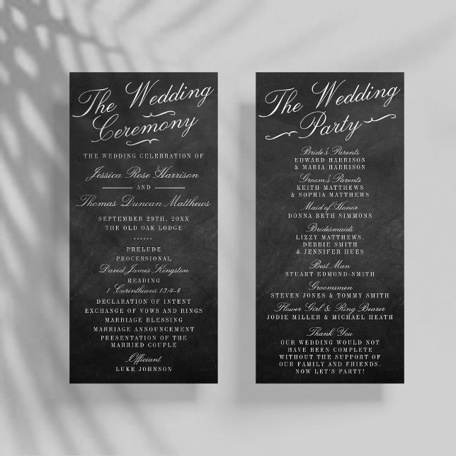 The Fancy Chalkboard Wedding Collection Programs Rack Card (Creator Uploaded)