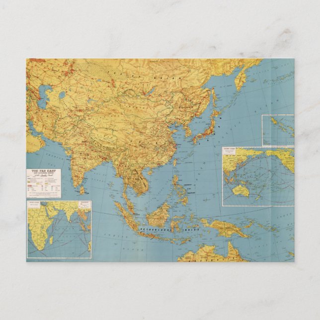 The Far East and Adjoining Areas (Map 1943) Postcard (Front)