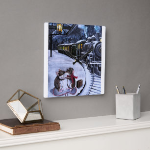 The Farewell Kiss Painting by Alfred Fox Square Wall Clock