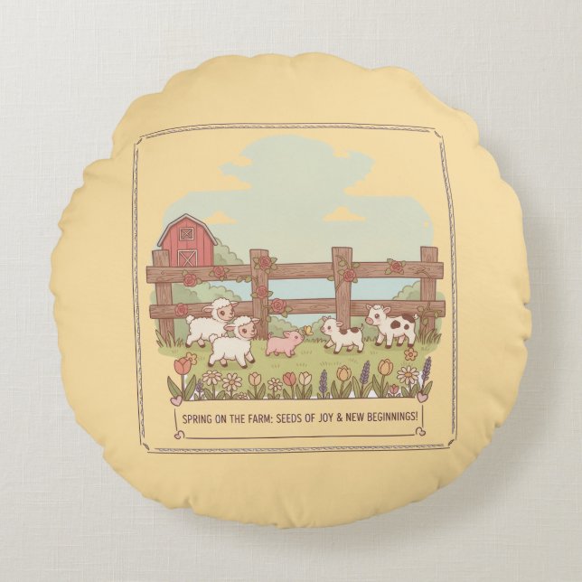 the farms animals  round cushion (Front)