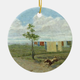The Farmyard (oil on canvas) Ceramic Tree Decoration