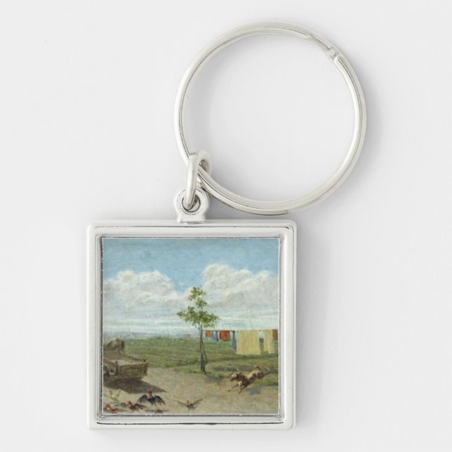 The Farmyard (oil on canvas) Key Ring (Front)