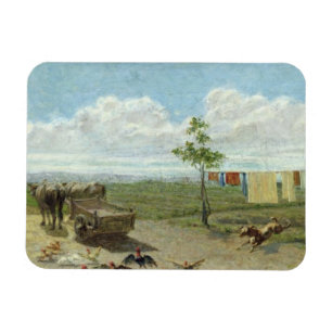 The Farmyard (oil on canvas) Magnet