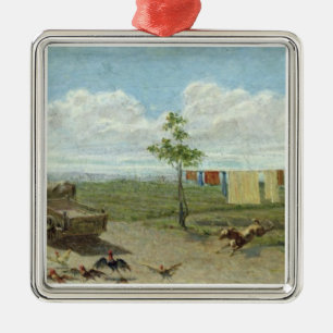 The Farmyard (oil on canvas) Metal Tree Decoration