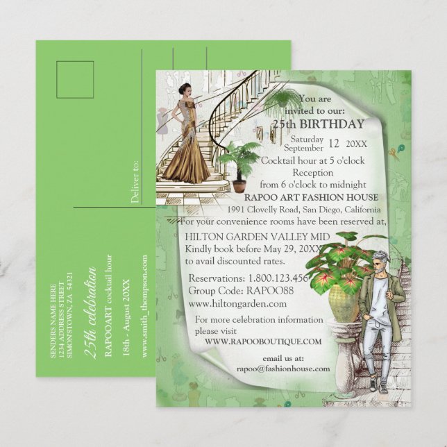 The Fashion designer  Announcement Postcard (Front/Back)