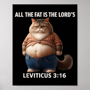 The Fat is The Lords Leviticus 3_16 Vintage Cat Poster