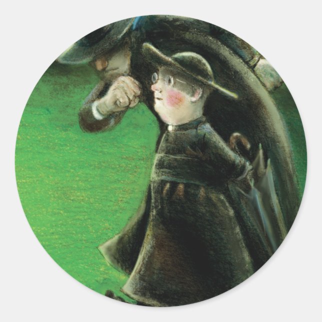 The Father Brown Reader Illustration Classic Round Sticker (Front)