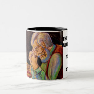 THE FATHER WHO PRAYS, STAYS mug. Two-Tone Coffee Mug
