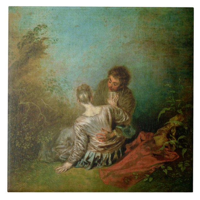 The Faux Pas, c.1717 (oil on canvas) Tile (Front)