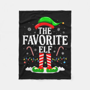The Favorite Elf Funny Xmas Matching Family Christ Fleece Blanket