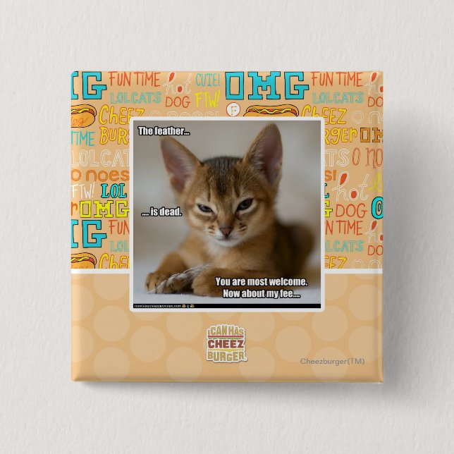 The feather is dead. 15 cm square badge (Front)