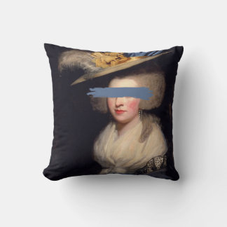 The feathered hat, altered art, Throw Pillow