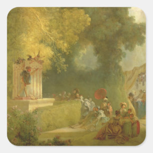 The Fete at Saint-Cloud, detail of the Puppet Show Square Sticker