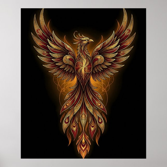 "The Fibonacci Phoenix — Sacred Geometry Rising Poster (Front)