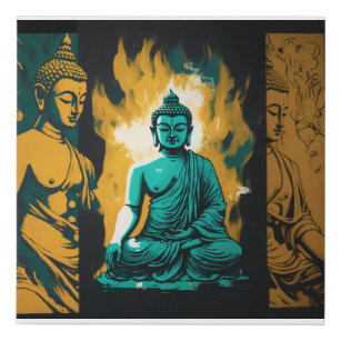 The Fiery Buddha Faux Canvas Print
