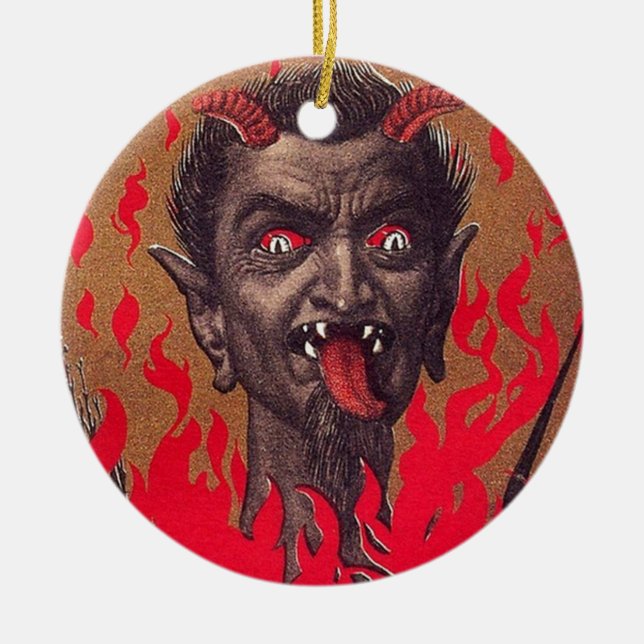 The Fiery Krampus Ceramic Tree Decoration (Front)