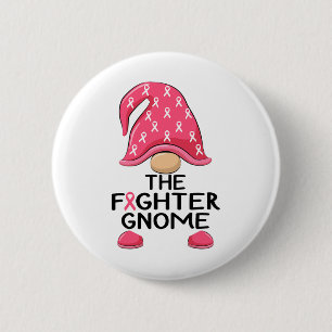 The Fighter Gnome - Breast Cancer Awareness Gnome 6 Cm Round Badge