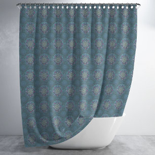 The Filter Floral Air Force Blue Manipur Mandala Shower Curtain