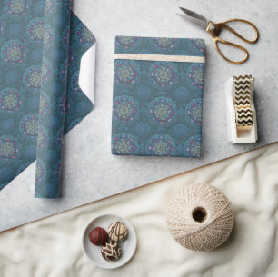 The Filter Floral Air Force Blue Manipur Mandala Wrapping Paper