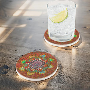The Filter Floral Red of Squire Manipur Mandala Coaster