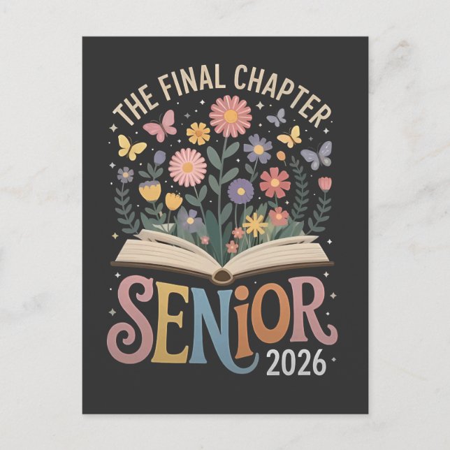 The Final Chapter Senior 2026 Graduation Blossom Announcement Postcard (Front)