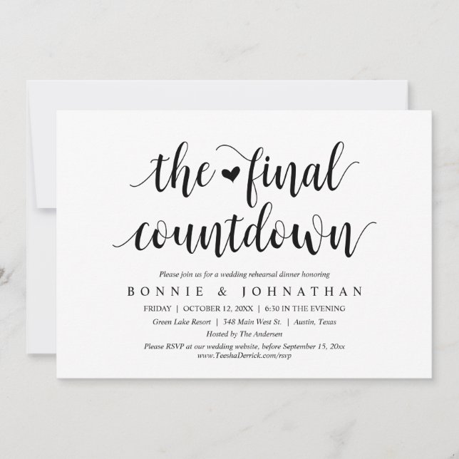 The Final Countdown Wedding Rehearsal Dinner Party Invitation (Front)
