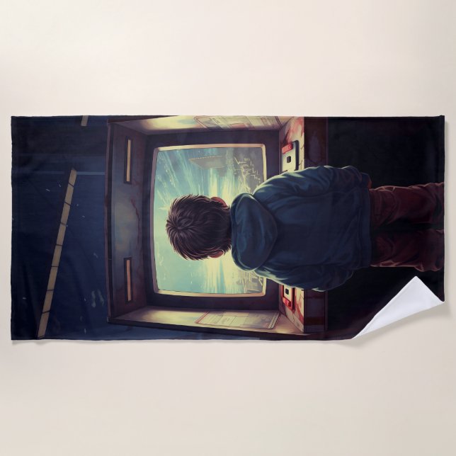 The Final Level | A Retro Arcade Dream Beach Towel (Front)