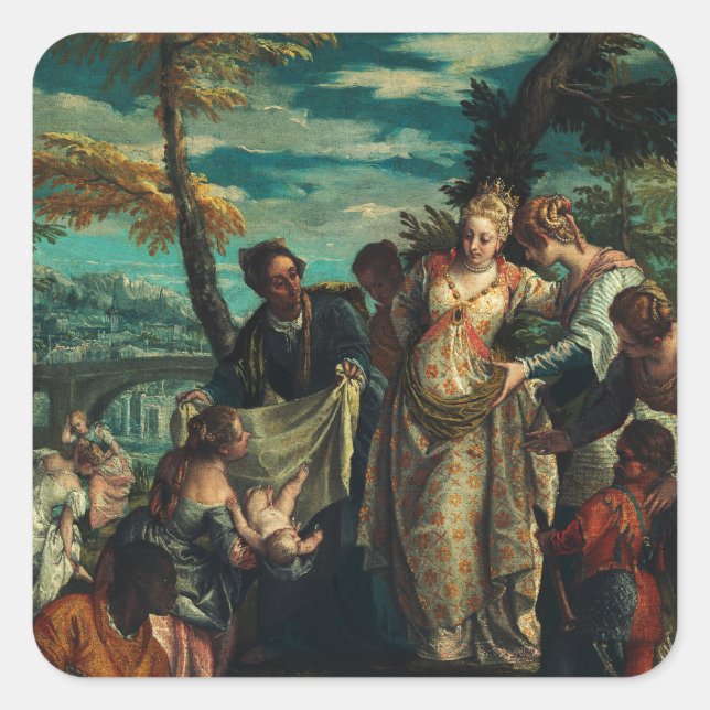 The Finding of Moses by Veronese Fine Art Square Sticker (Front)