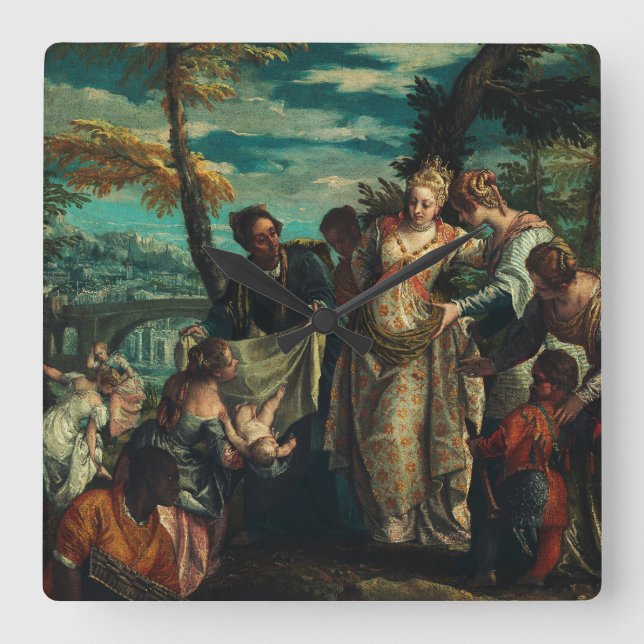 The Finding of Moses by Veronese Fine Art Square Wall Clock (Front)