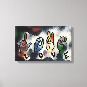 The fingers spell L O V E Stretched Canvas Print