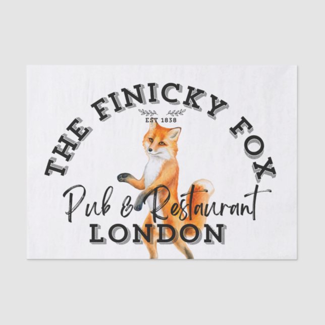 The Finicky Fox - British Pub Sign Tissue Paper (Front)