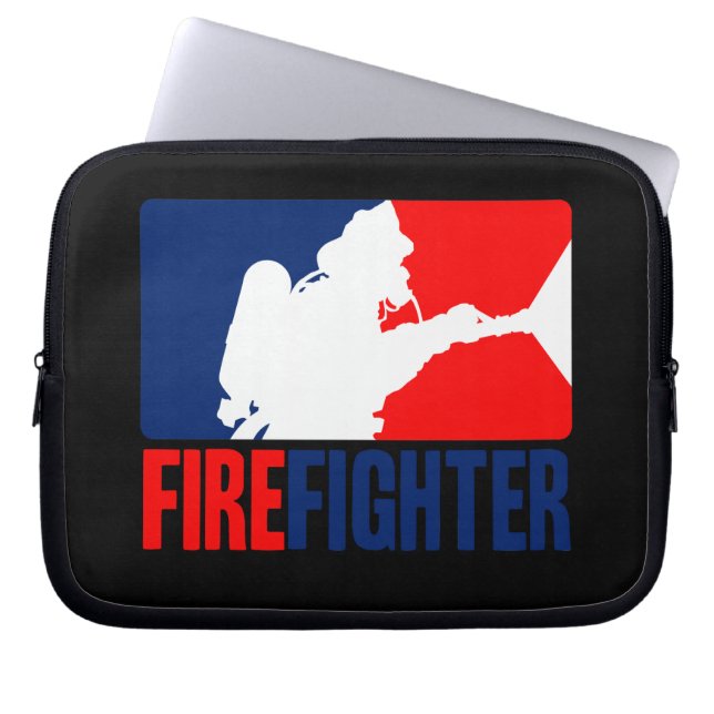 The Firefighter Vibrant Red and Blue Laptop Sleeve (Front)