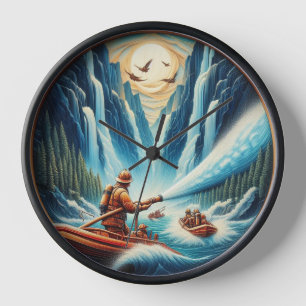 The firefighters loaded onto their boat clock