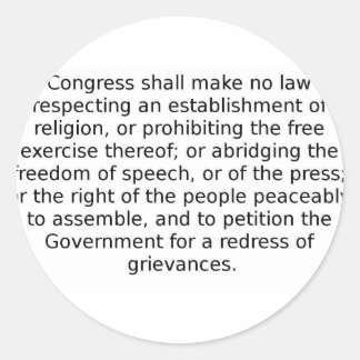 The First Amendment Classic Round Sticker